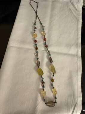 Beaded Multistone Necklace in Citrine, Turquoise and other Stones